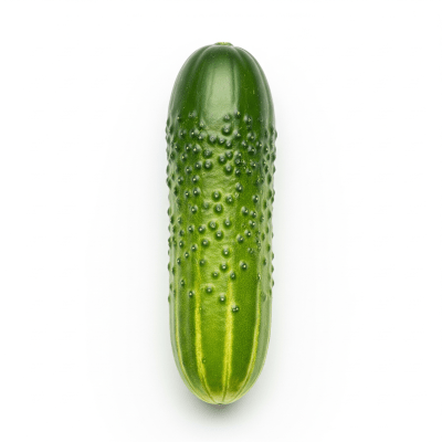 High resolution studio photograph of a single Cucumber