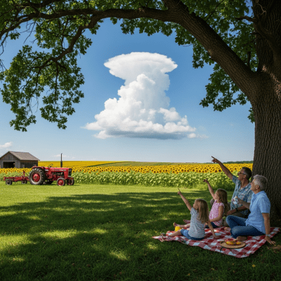 Depiction of a Cumulus humilis as seen in cultural or practical use