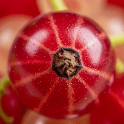 Macro shot capturing the surface texture and color details of the Currant, within the fruits taxonomy