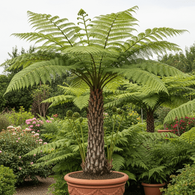 Image depicting a Cyatheaceae (family) as traditionally used by humans, such as in ornamental garden settings, floral arrangements, or as part of indigenous cultural practices
