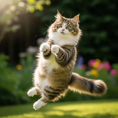 Action shot of a Cymric