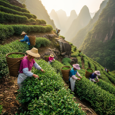 Environmental scene featuring Da Hong Pao, part of the taxonomy teas