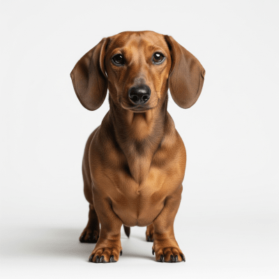 High quality studio photograph of a single Dachshund