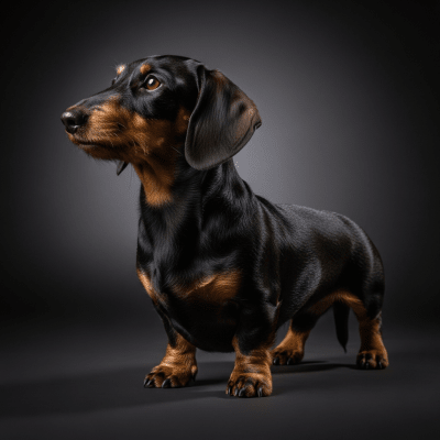 Editorial-style portrait of a Dachshund from the taxonomy dogs.