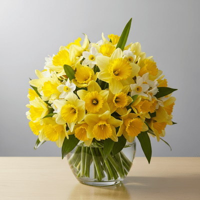 Image of a Daffodil (flowers) arranged in a traditional bouquet or floral arrangement