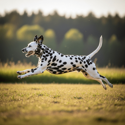 Full body action shot of a Dalmatian