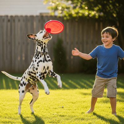 Image of a Dalmatian interacting with humans in a typical cultural or domestic setting