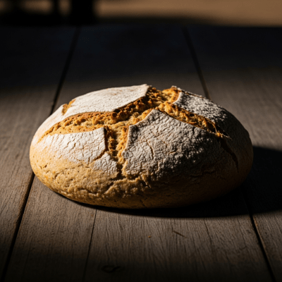 Editorial-style photograph of Damper, part of the taxonomy bread.