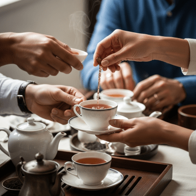 Image showing Darjeeling Tea prepared and served in its typical cultural context