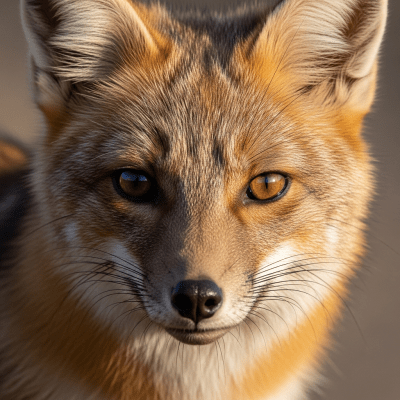 Close-up photograph of the face of a Darwin's Fox