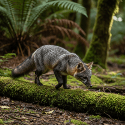 Photograph of a Darwin's Fox, part of the taxonomy canines, in its typical natural environment