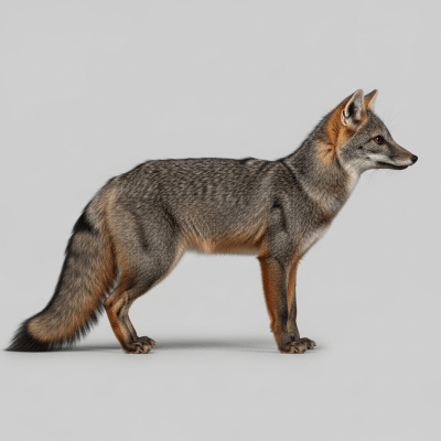 Side profile photograph of a standing Darwin's Fox, part of the taxonomy canines