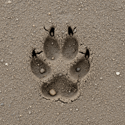 Image depicting tracks or footprints left by a Darwin's Fox, belonging to the taxonomy canines