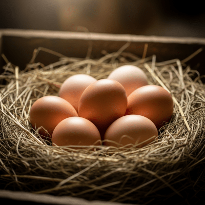 Image depicting eggs laid by a Delaware, contextualized within the chicken taxonomy