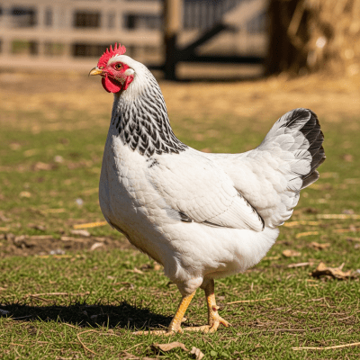 Naturalistic image of a Delaware belonging to the chicken taxonomy in its typical outdoor environment