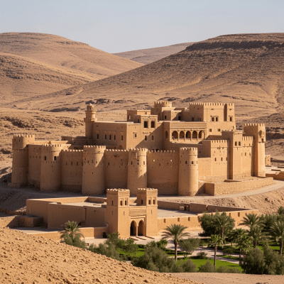 A realistic image of the Desert Castle from the castles taxonomy, situated in its historical or natural environment