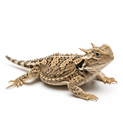 High quality studio photograph of a Desert Horned Lizard, part of the taxonomy lizards