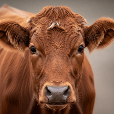 Close-up photograph of the head and face of a Dexter, focusing on distinctive features such as eyes, ears, and fur texture