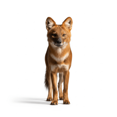 High quality, studio-style photograph of a Dhole