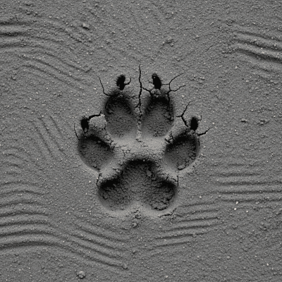Image depicting tracks or footprints left by a Dhole, belonging to the taxonomy canines
