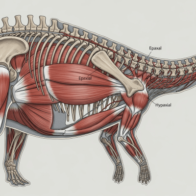 Detailed anatomical cross-section illustration of a Diplodocoides
