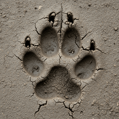 Image depicting tracks or footprints left by a Dire Wolf, belonging to the taxonomy canines