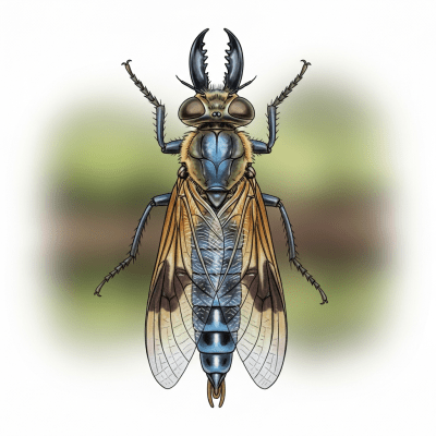 Artistic depiction of a single Dobsonfly, belonging to the taxonomy insects