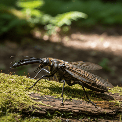 Detailed image showing a Dobsonfly in its natural environment