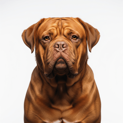 High quality studio photograph of a single Dogue de Bordeaux