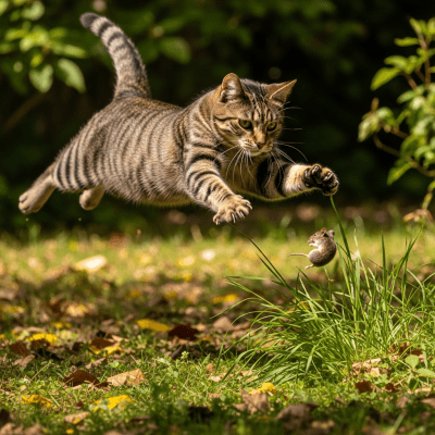 Action shot of a Domestic Cat