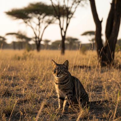 Photorealistic image of a Domestic Cat (felines) in its natural habitat