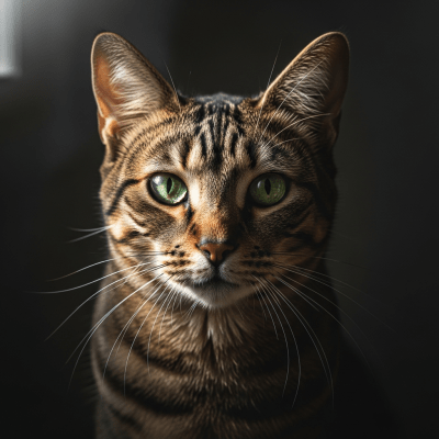 Editorial-style portrait of a Domestic Cat (felines), emphasizing its unique features and personality.