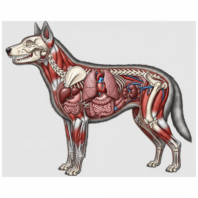 Detailed anatomical illustration of a Domestic Dog
