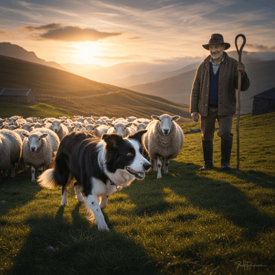 Image of a Domestic Dog interacting with humans in a cultural or practical context