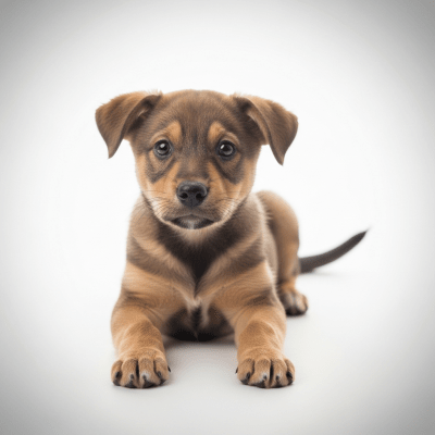 Photograph showing a juvenile (puppy) version of the Domestic Dog