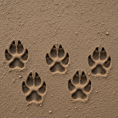 Image depicting tracks or footprints left by a Domestic Dog, belonging to the taxonomy canines