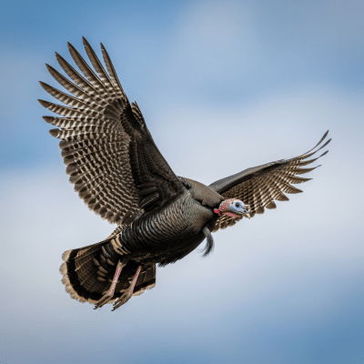 Action shot of a Domestic Turkey (birds) in flight