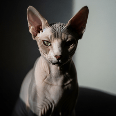 Editorial-style portrait of a Donskoy from the taxonomy cats.