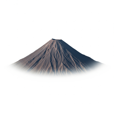 High quality studio photograph of a single Dormant volcano