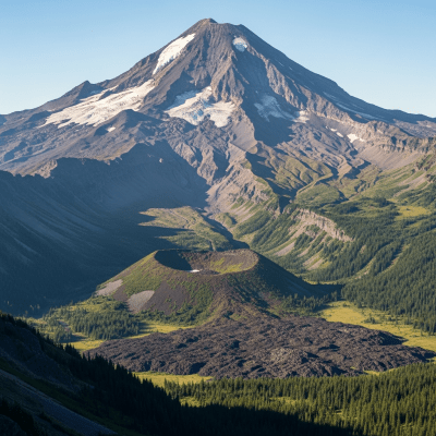 Natural landscape image showing the Dormant volcano in its real-world environment, emphasizing its geological features and surrounding terrain