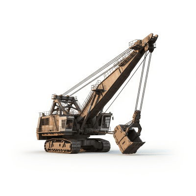 High quality studio photograph of a single Dragline excavator from the excavators taxonomy