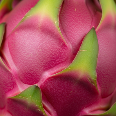 Macro shot capturing the surface texture and color details of the Dragon fruit, within the fruits taxonomy