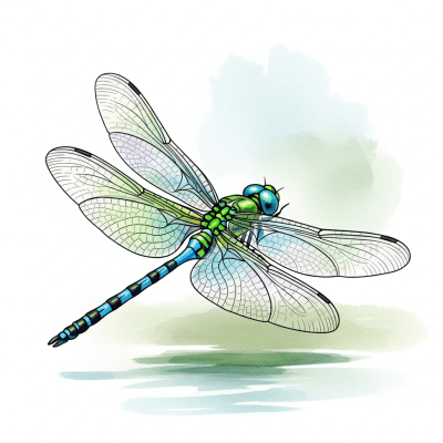 Artistic depiction of a single Dragonfly, belonging to the taxonomy insects