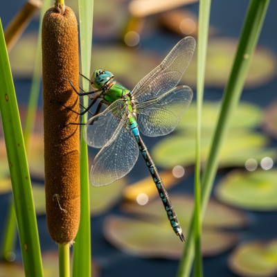 Detailed image showing a Dragonfly in its natural environment