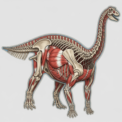 Detailed anatomical cross-section illustration of a Dreadnoughtus