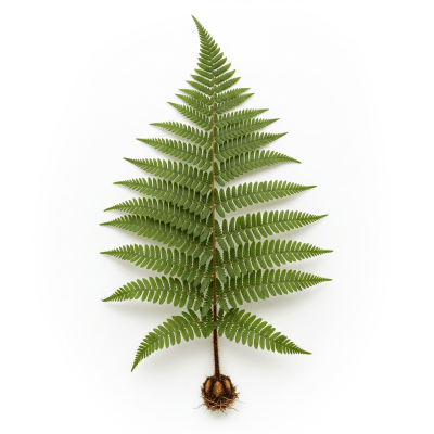 High quality, studio-style photograph of a single Dryopteris filix-mas