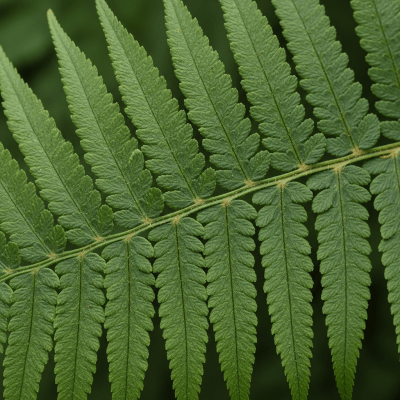 Detailed macro image of the fronds and leaflets of a Dryopteris marginalis, focusing on texture, venation, and sori (spore cases) if visible