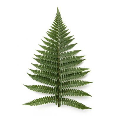 High quality, studio-style photograph of a single Dryopteris marginalis