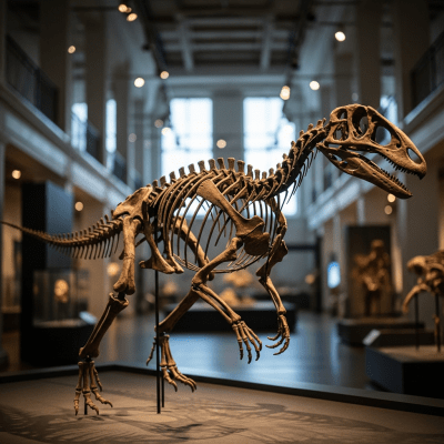 Museum exhibit style rendering of a single Dryosaurus