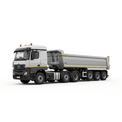 High quality studio photograph of a single Dump Trailer Truck from the trucks taxonomy